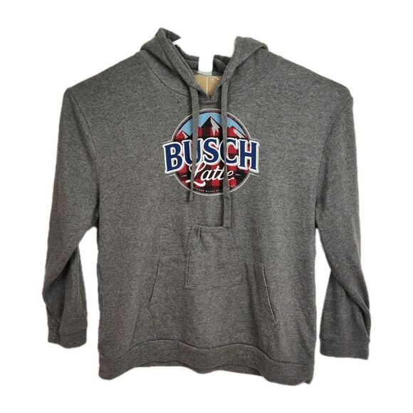 Brew City Busch Latte Hoodie Sweatshirt Men's 2XL Extra Beer Bottle Pocket Gray - Picture 1 of 10
